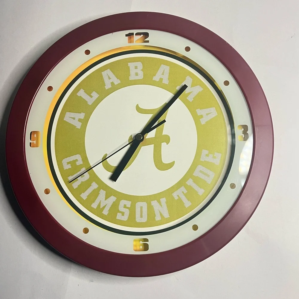 Alabama Crimson Tide 11.5''Suntime Premium Glass Face Traditional Logo WallClock